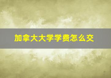 加拿大大学学费怎么交