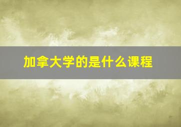 加拿大学的是什么课程