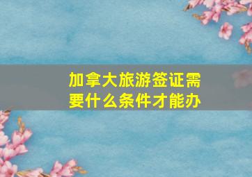 加拿大旅游签证需要什么条件才能办