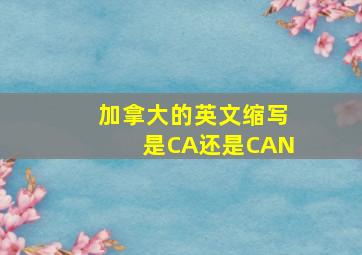 加拿大的英文缩写是CA还是CAN