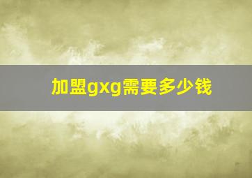 加盟gxg需要多少钱