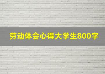 劳动体会心得大学生800字