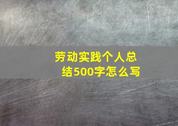 劳动实践个人总结500字怎么写