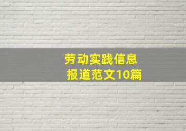 劳动实践信息报道范文10篇