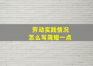 劳动实践情况怎么写简短一点