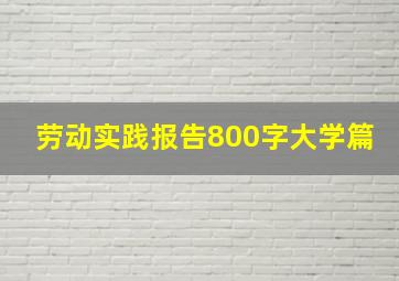 劳动实践报告800字大学篇