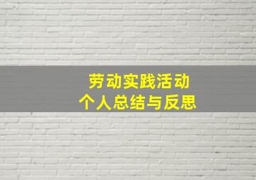 劳动实践活动个人总结与反思