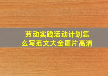 劳动实践活动计划怎么写范文大全图片高清