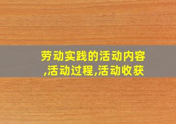 劳动实践的活动内容,活动过程,活动收获