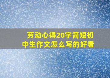 劳动心得20字简短初中生作文怎么写的好看