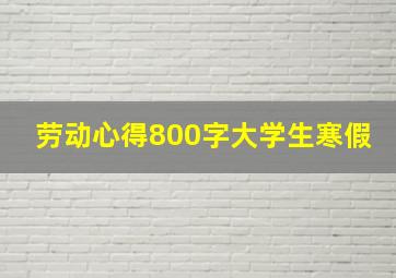 劳动心得800字大学生寒假