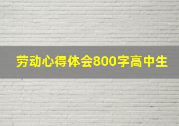 劳动心得体会800字高中生