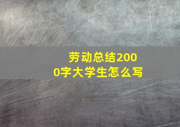 劳动总结2000字大学生怎么写