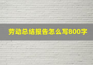 劳动总结报告怎么写800字