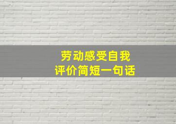 劳动感受自我评价简短一句话