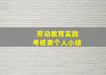 劳动教育实践考核表个人小结