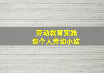 劳动教育实践课个人劳动小结