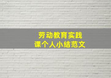 劳动教育实践课个人小结范文