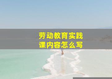 劳动教育实践课内容怎么写