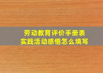 劳动教育评价手册表实践活动感悟怎么填写