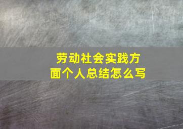 劳动社会实践方面个人总结怎么写