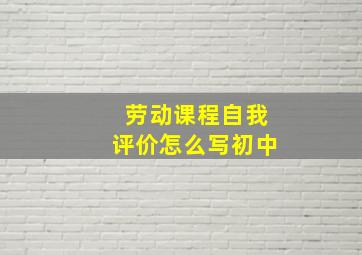 劳动课程自我评价怎么写初中