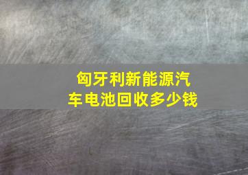 匈牙利新能源汽车电池回收多少钱