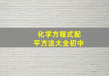 化学方程式配平方法大全初中