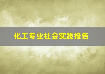 化工专业社会实践报告