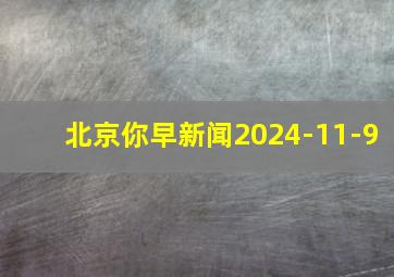 北京你早新闻2024-11-9