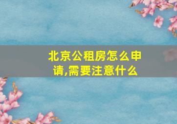 北京公租房怎么申请,需要注意什么