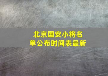 北京国安小将名单公布时间表最新