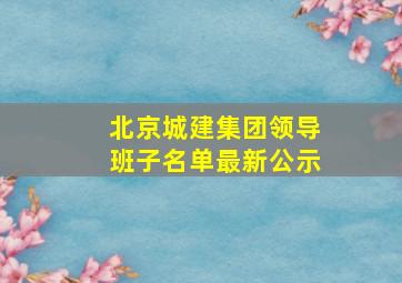 北京城建集团领导班子名单最新公示