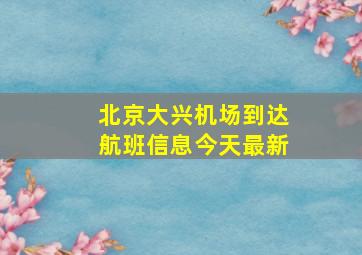 北京大兴机场到达航班信息今天最新