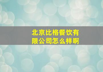 北京比格餐饮有限公司怎么样啊