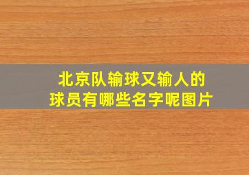 北京队输球又输人的球员有哪些名字呢图片