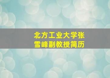 北方工业大学张雪峰副教授简历