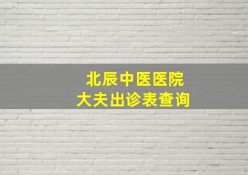 北辰中医医院大夫出诊表查询