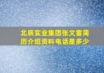 北辰实业集团张文雷简历介绍资料电话是多少