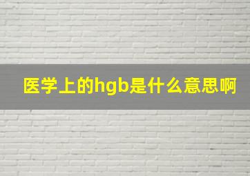 医学上的hgb是什么意思啊