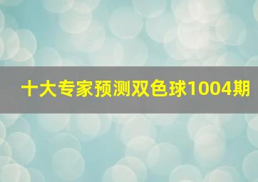 十大专家预测双色球1004期