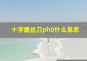 十字螺丝刀ph0什么意思