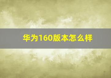 华为160版本怎么样