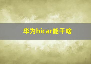 华为hicar能干啥