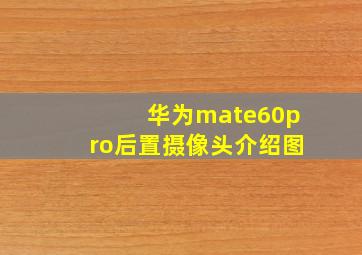 华为mate60pro后置摄像头介绍图