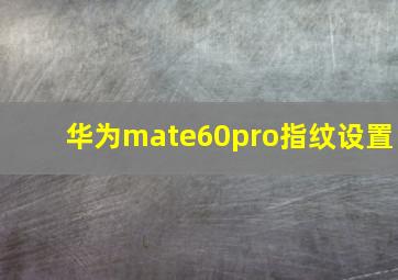 华为mate60pro指纹设置