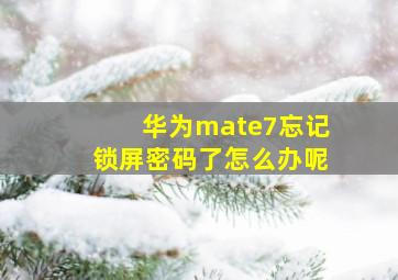 华为mate7忘记锁屏密码了怎么办呢