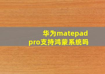 华为matepadpro支持鸿蒙系统吗