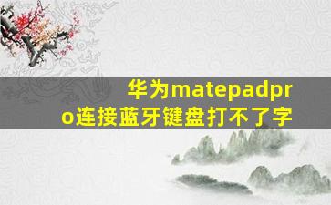 华为matepadpro连接蓝牙键盘打不了字