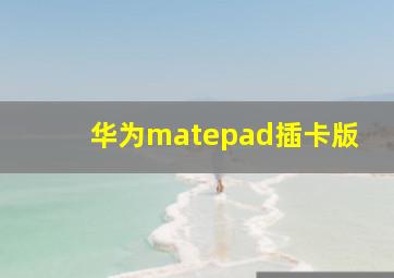 华为matepad插卡版